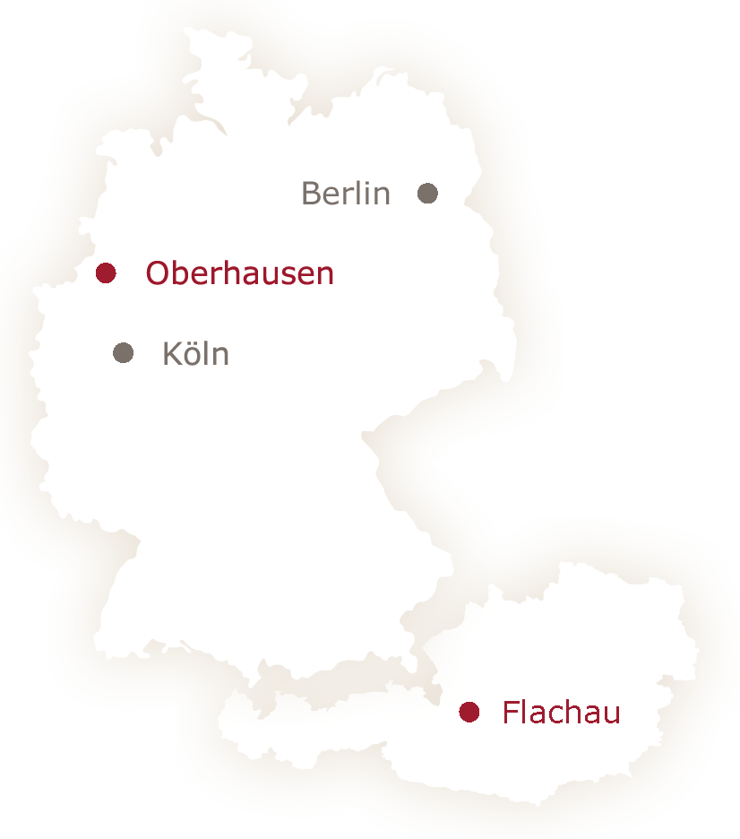 Österreich-Deutschland-Karte, Standorte Oberhausen/Flachau